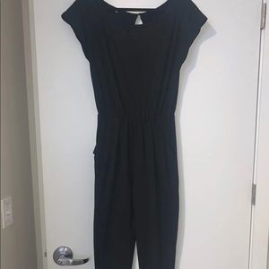 Black Jumpsuit with Pockets and Cuffed Ankles